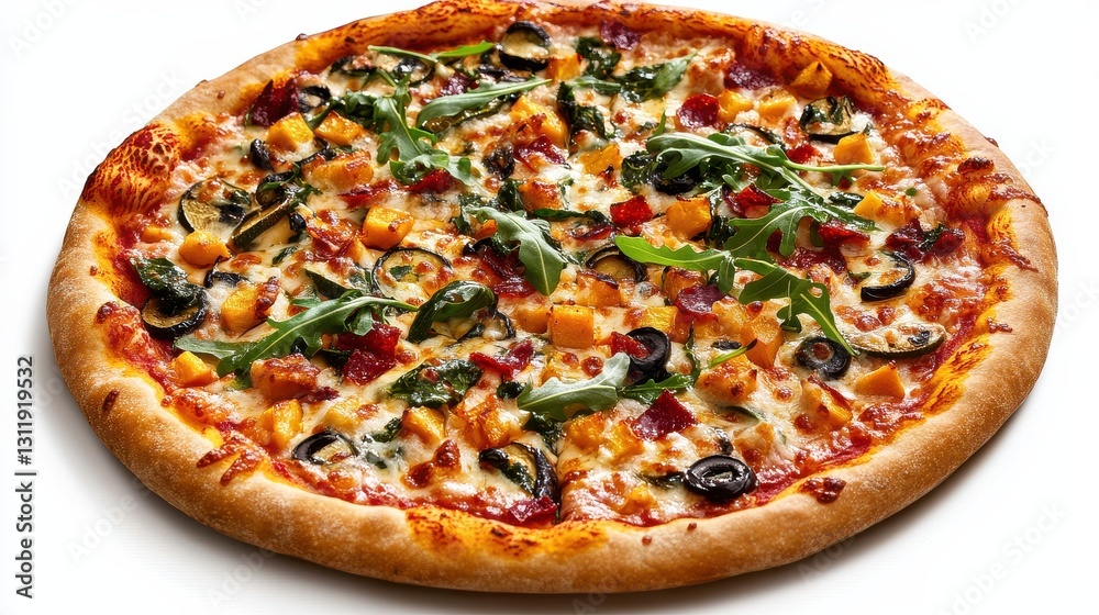 Vegetarian Pizza with Roasted Vegetables and Arugul Vegetarian Pizza with Roasted Vegetables and Arugul
