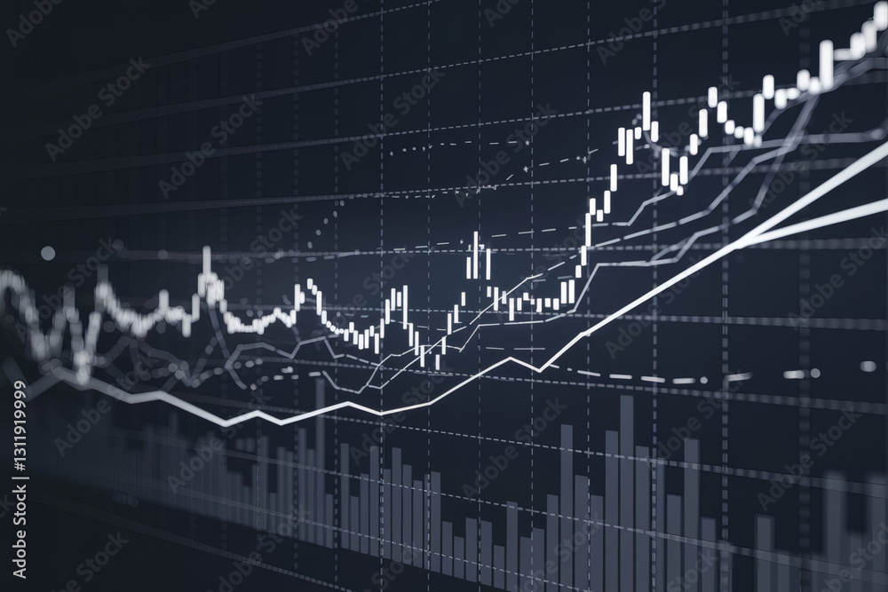 Fototapeta premium Financial Analysis Graph Visualizing Data Trends and Fluctuations