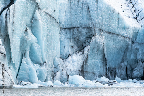 Melting ice from icebergs and ice shelfs at a glacier in Iceland. 