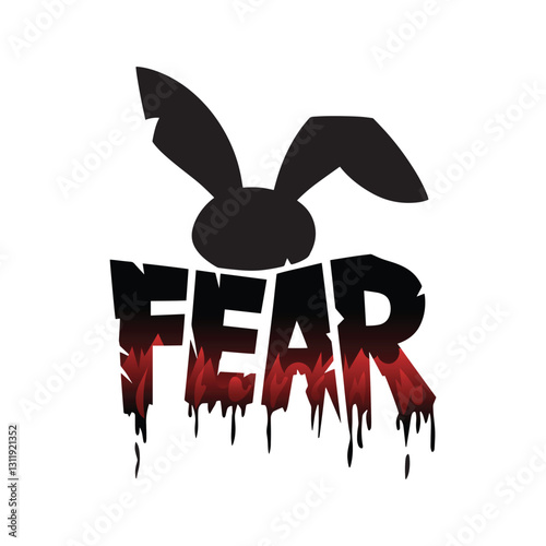 Fear with bunny head word text vector design