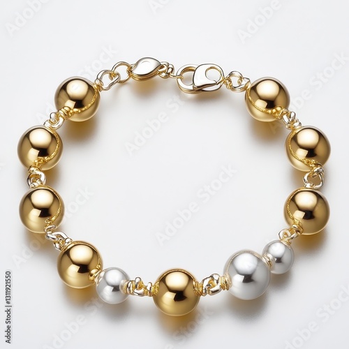 Wallpaper Mural Elegant Gold and Silver Bead Bracelet with Secure Clasp Design Torontodigital.ca