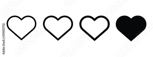 Heart icon vector, love favorite, flat design button, heart icon sign symbol illustration.