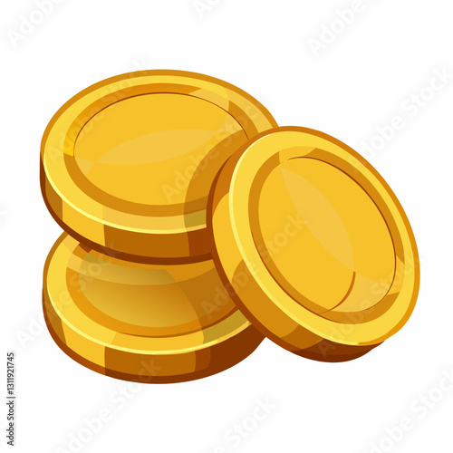 Gold coins stacked on a white background