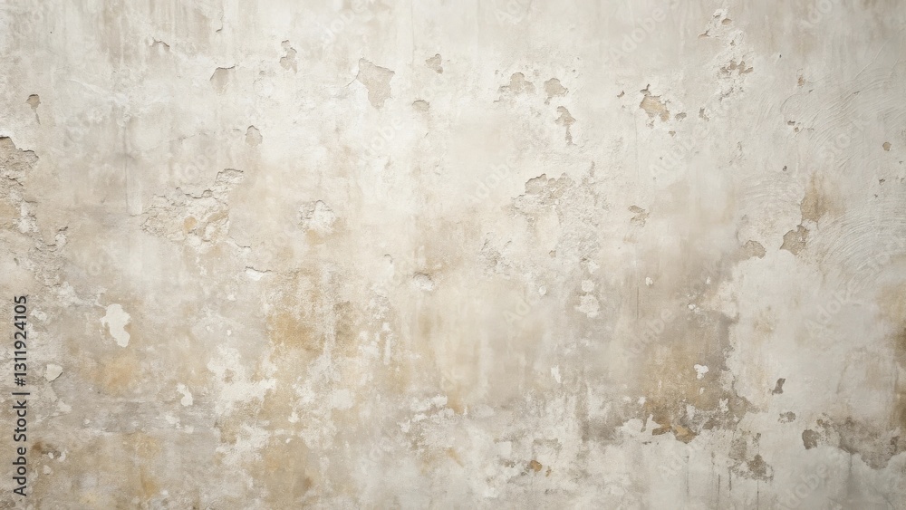 Fototapeta premium A Weathered Wall Texture Featuring Subtle Beige and Off-White Hues with Areas of Missing Plaster