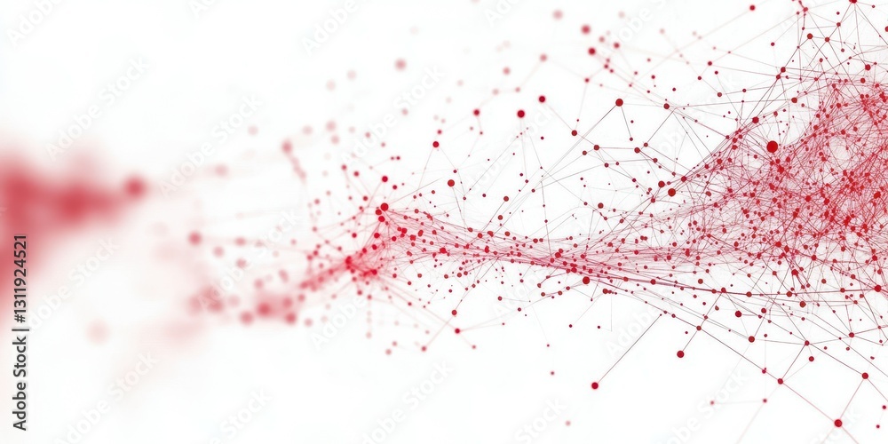 Abstract red network design showcasing connections and digital flow across a light background Abstract red network design showcasing connections and digital flow across a light background