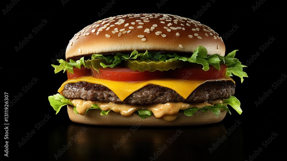 Big Double Beef Burger with Melted Cheddar Cheese Big Double Beef Burger with Melted Cheddar Cheese