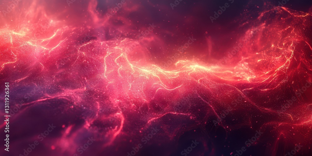 Colorful abstract design featuring glowing swirls and particles in a cosmic setting
