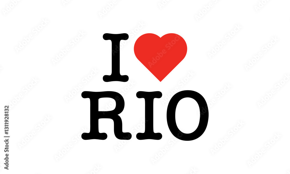 I Love RIO de Janeiro Brazil Red Heart Lettering T-Shirt Sweatshirt Digital Lettering Vector Design
