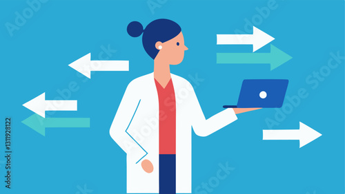 Virtual Analysis A healthcare professional interacting with a digital tablet that displays the 3D model with arrows pointing to areas of interest for further analysis.