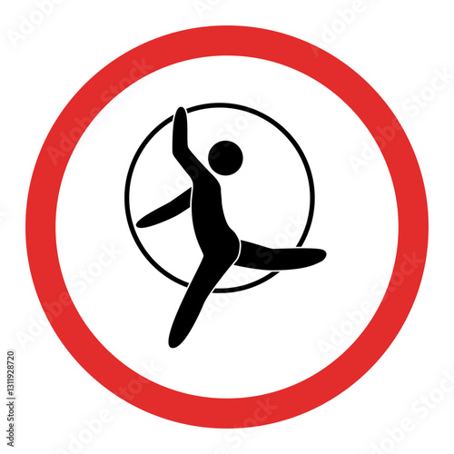 Gymnast with a hoop prohibited icon 