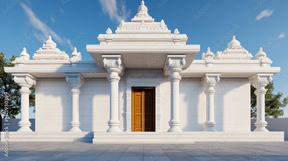 Fototapeta premium Elegant White Temple Structure with Intricate Architectural Details