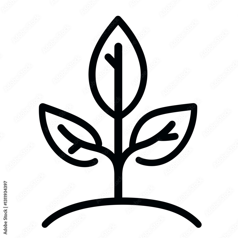 Seedling, simple, white background, black line, line icon style
Seedling, simple, white background, black line, line icon style