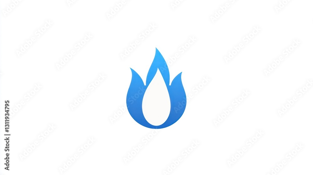 Abstract blue flame logo over white background. Possible use Branding, corporate identity Abstract blue flame logo over white background. Possible use Branding, corporate identity