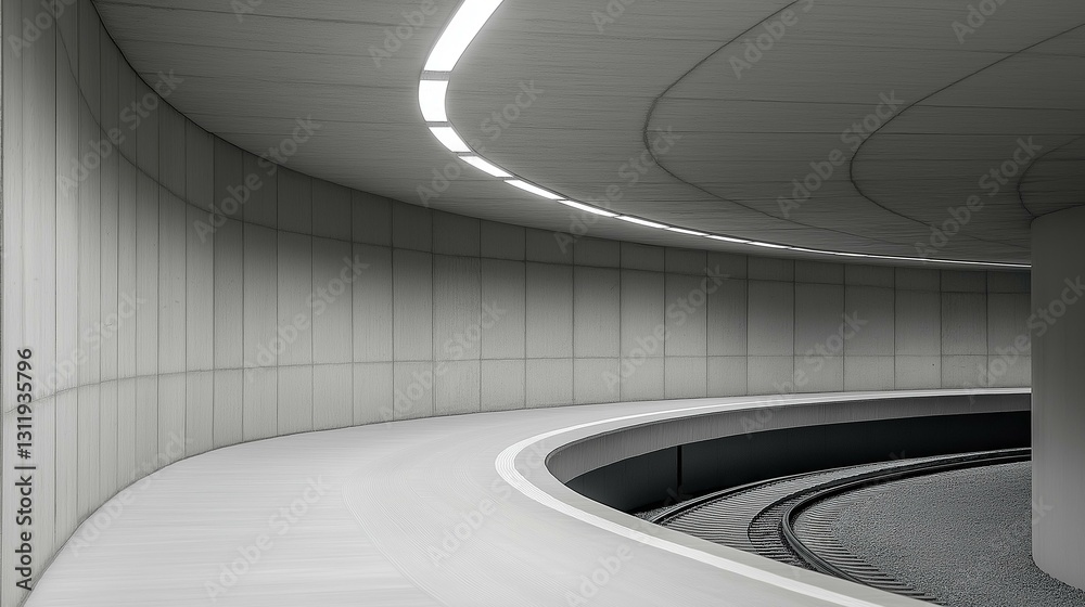 Obraz premium Modern Train Station Interior with Curved Ceiling