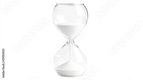 Empty hourglass, measuring time, studio shot, white background