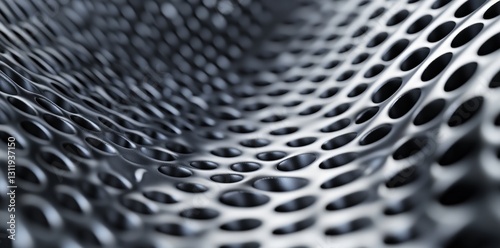 Wallpaper Mural A close-up view of a textured, perforated surface, showcasing a pattern of holes that creates a sense of depth and dimension. Torontodigital.ca