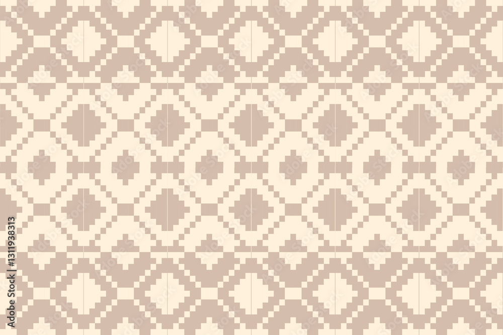 Geometric, seamless,pixel traditional ethnic, thai pattern, fabric pattern for textiles, rugs, wallpaper, clothing, sarong, batik, wrapping, embroidery, print, background, cover, illustration, vector.