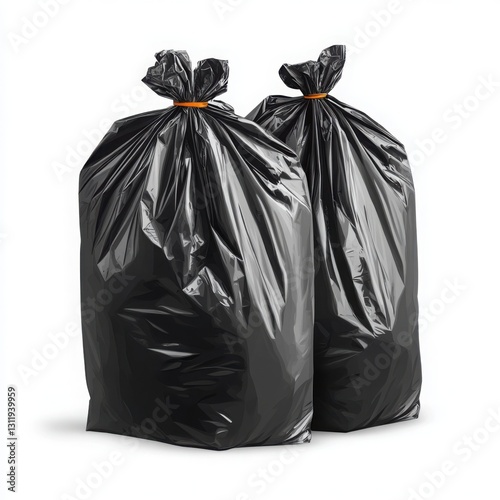 Obraz na płótnie Two black garbage bags on a white background with a garbage illustration vector graphic w salonie