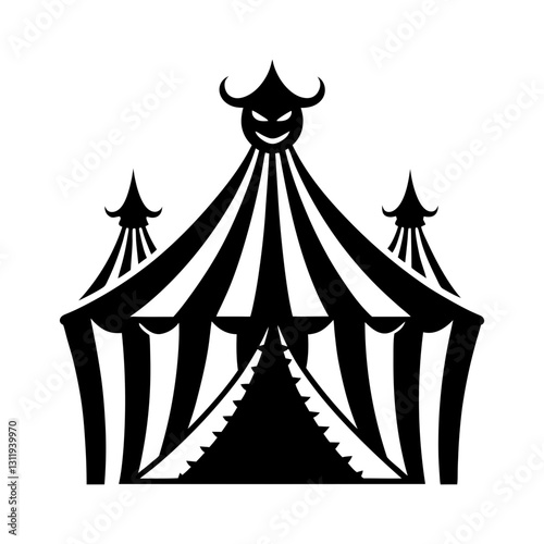 Creepy carnival theme with circus tent silhouette illustration