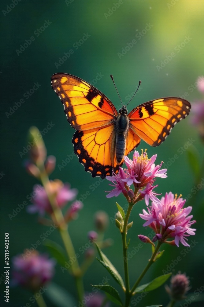 Graceful butterfly amidst oregano blossoms, ample space, plant, nature, herb Graceful butterfly amidst oregano blossoms, ample space, plant, nature, herb