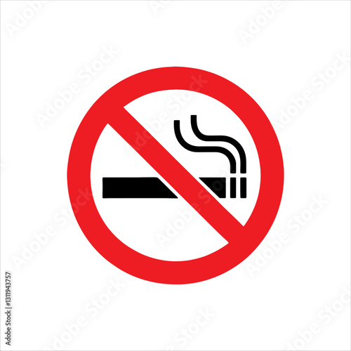 Black and red no smoking sign vector. No smoking icon vector flat illustration design on white background. No smoking area sign.