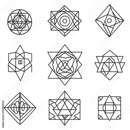 Geometric Shapes Pattern Design, Abstract Sacred Geometry Symbols Elements