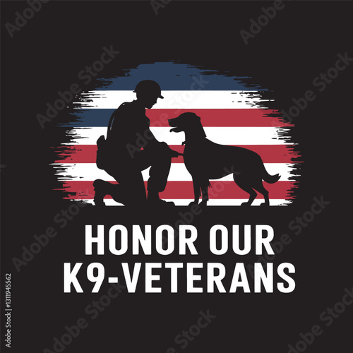 Honor our k9- veterans vintage t shirt design vector