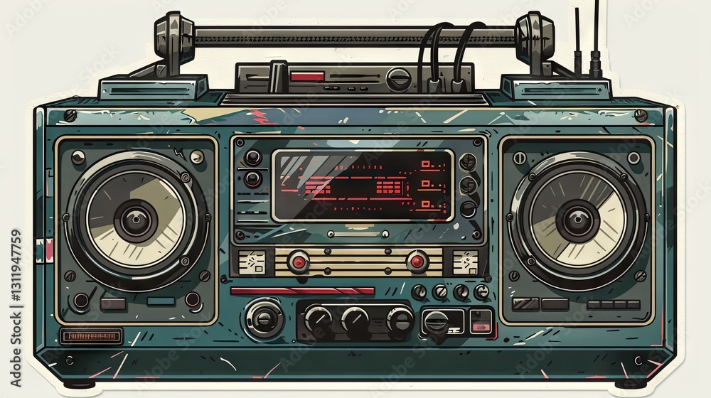 Fototapeta premium Retro Boombox Player Sticker