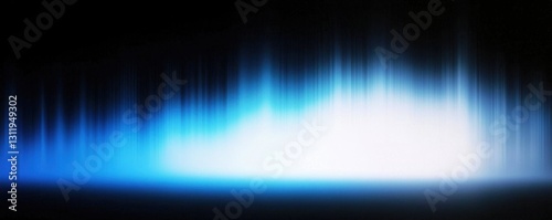 Abstract blue and white gradient background- blurred light effect- black background- minimalist style- with blank space for design elements.