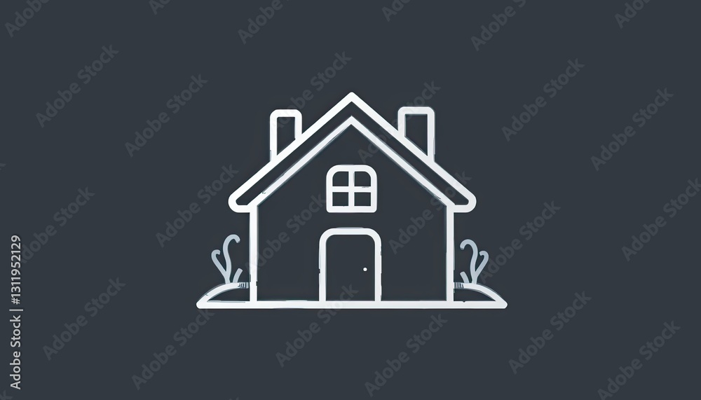 Modern house illustration digital design minimalist style clean background