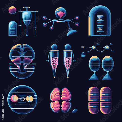 Abstract Futuristic Brain Scan Technology with Neural Network and AI