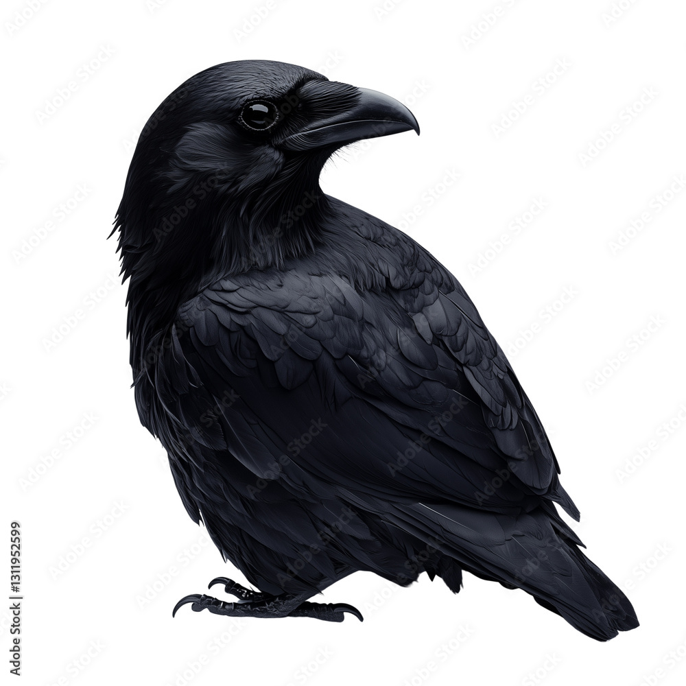 Fototapeta premium A Carrion Crow mid-flight with wings fully spread, showing the impressive wingspan and feather on transparent png background. Ai generated