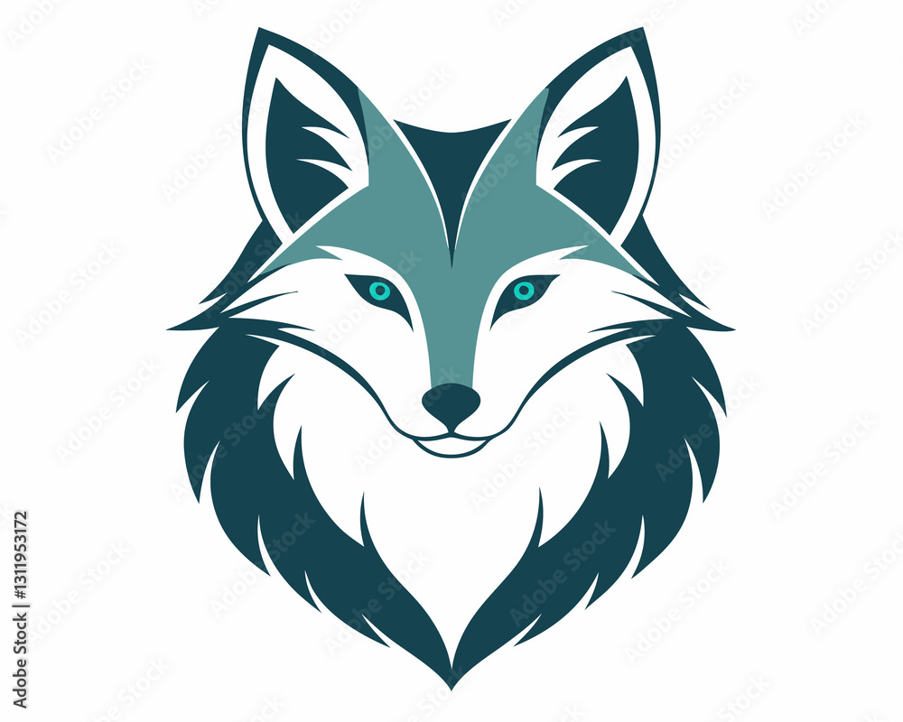 Fototapeta premium Arctic Fox head silhouette vector illustration icon , logo type.