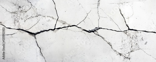 Abstract grunge white cracked concrete wall texture background- grey marble stone surface banner.