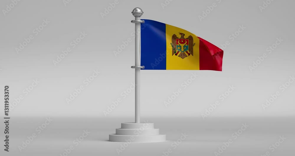 Moldova Flag 4K Animation White Background