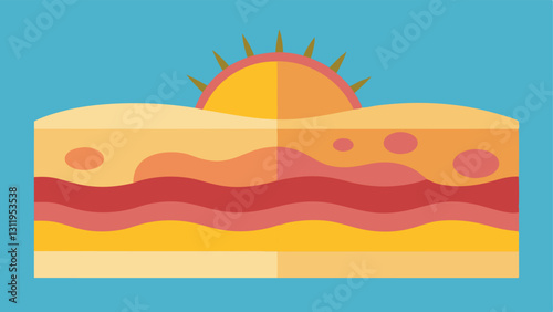 SunDamaged Skin Layer A crosssection view of skin layers showing sun damage on the outer layer contrasted with healthy underlying layers.