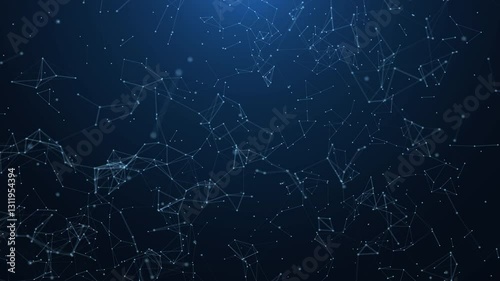 Internet of things connection science effect. Digital network plexus blockchain technology connecting dot network web abstract on blue background
