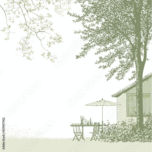 a minimalist background Summer ending party on a german farm, european, german, simple, clean space for text, vector,