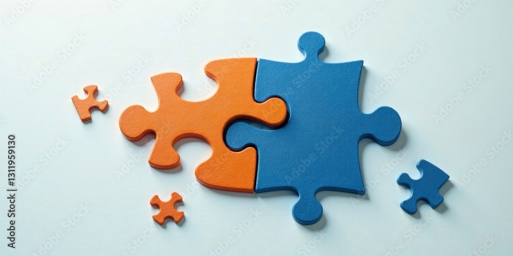 Obraz premium Connecting the Dots A Symbolic Representation of Collaboration and Teamwork Through Interlocking Puzzle Pieces
