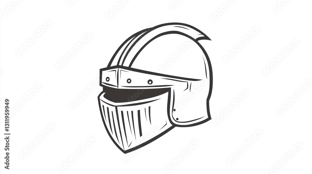 Medieval Knight Helmet Outline Illustration Medieval Knight Helmet Outline Illustration