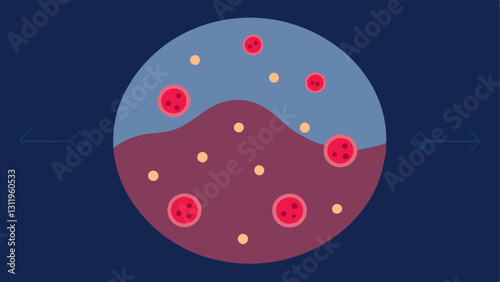 Targeted Exosome Delivery A vector showing exosome particles targeting ed dark spots on a skin surface resembling a map or guide to treatment areas.