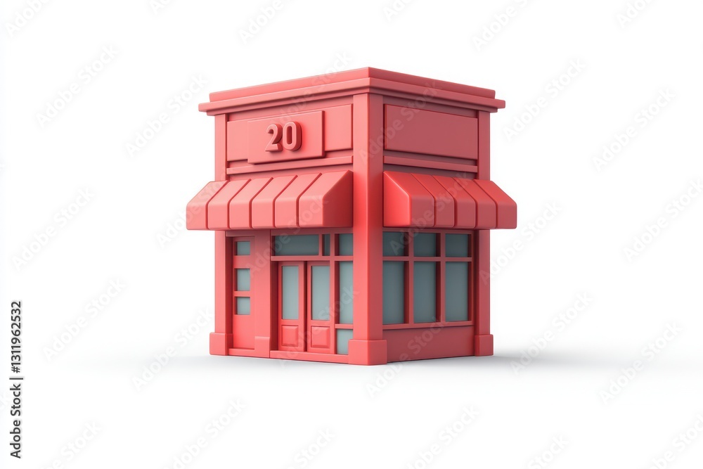 Obraz premium E-commerce services represented by red shop icon, isolated.