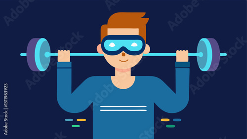 Workout Metrics A scene of a person lifting weights while wearing smart glasses that display strength levels repetitions and form corrections in realtime.