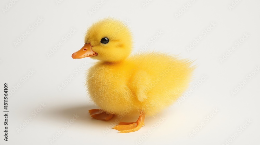 Cute Little Yellow Duckling Standing on a Light Background Cute Little Yellow Duckling Standing on a Light Background