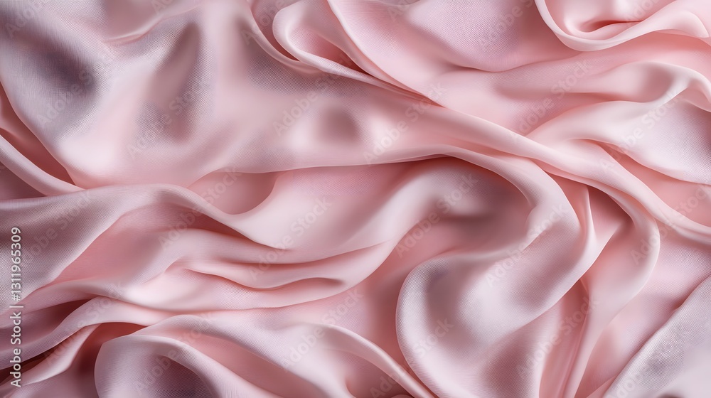 Fototapeta premium Soft pink silk fabric flowing gracefully with light and shadow