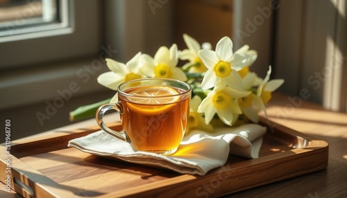 cup of tea with flowers
