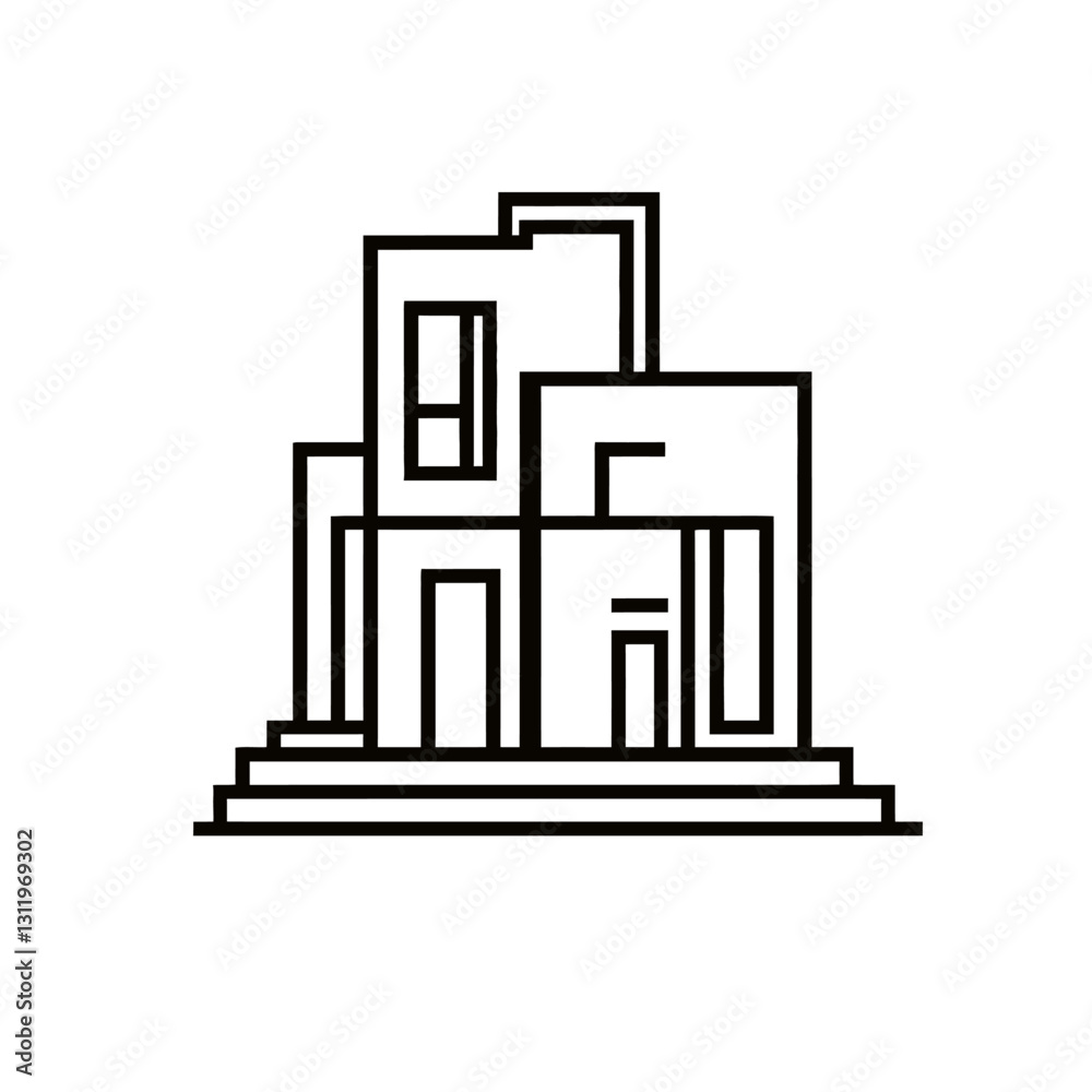 Modern minimal house vector line art logo real estate architecture icon Modern minimal house vector line art logo real estate architecture icon