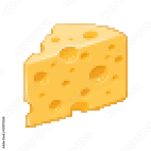 Pixel art of cheese isolated on white background.