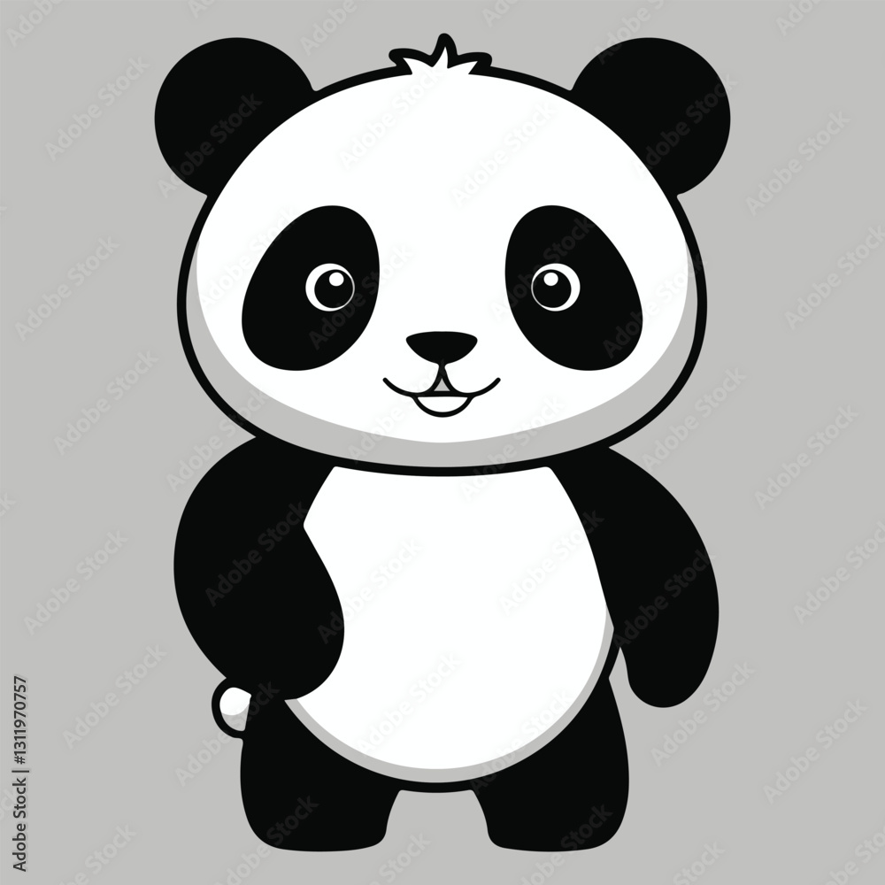 Naklejka premium Cute Cartoon Panda Illustration a Neutral Background