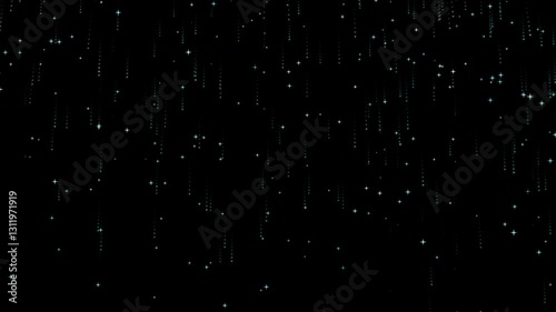 Glittering Particle Streaks Seamless Looping. Raining Glowing Glitter Particles Seamless Stars Falling Looping Motion Background Animated Video Backdrop Loop on black color.